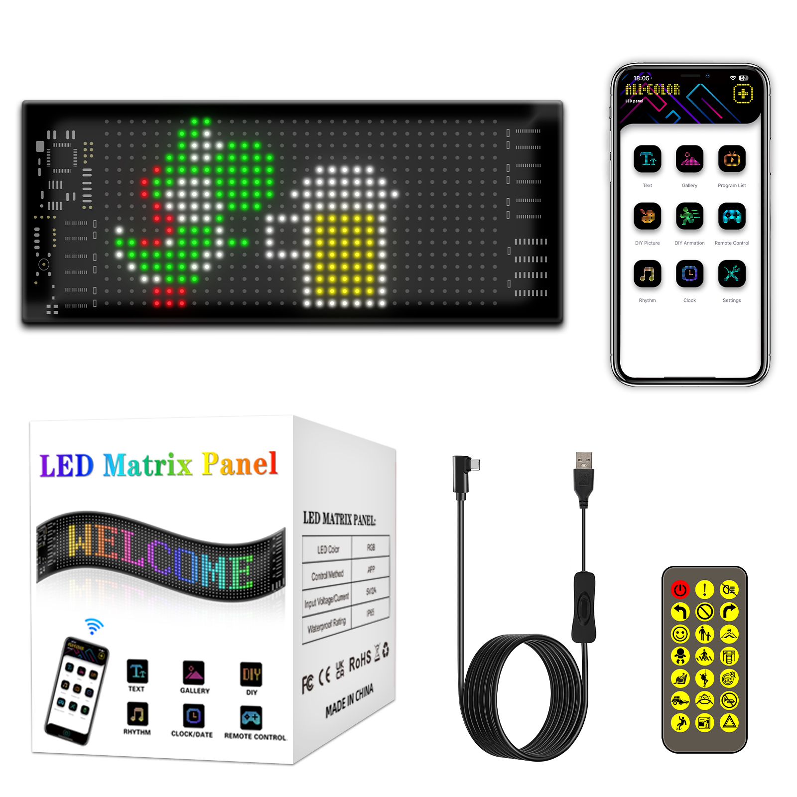 Video Led Light Panel - Programmable Flexible LED Sign,Bluetooth App Control