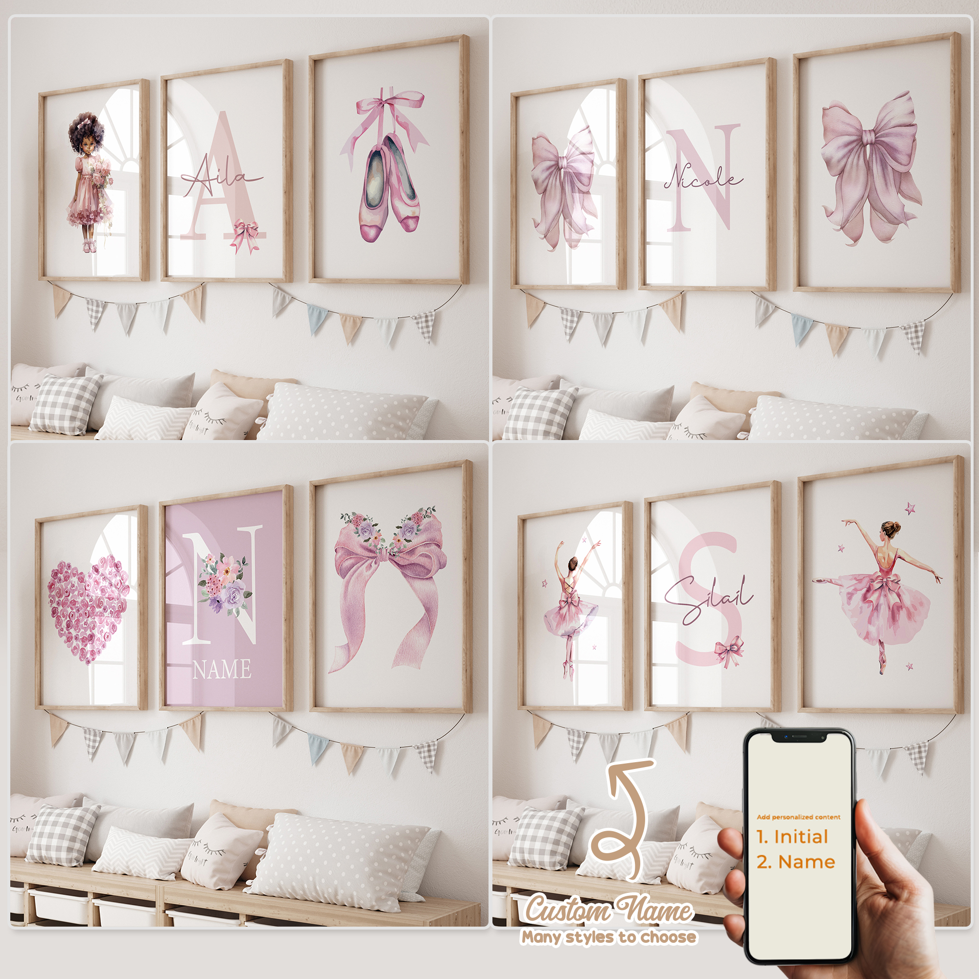 Photography Gallery - 3pcs Personalized Custom Name Cartoon Child