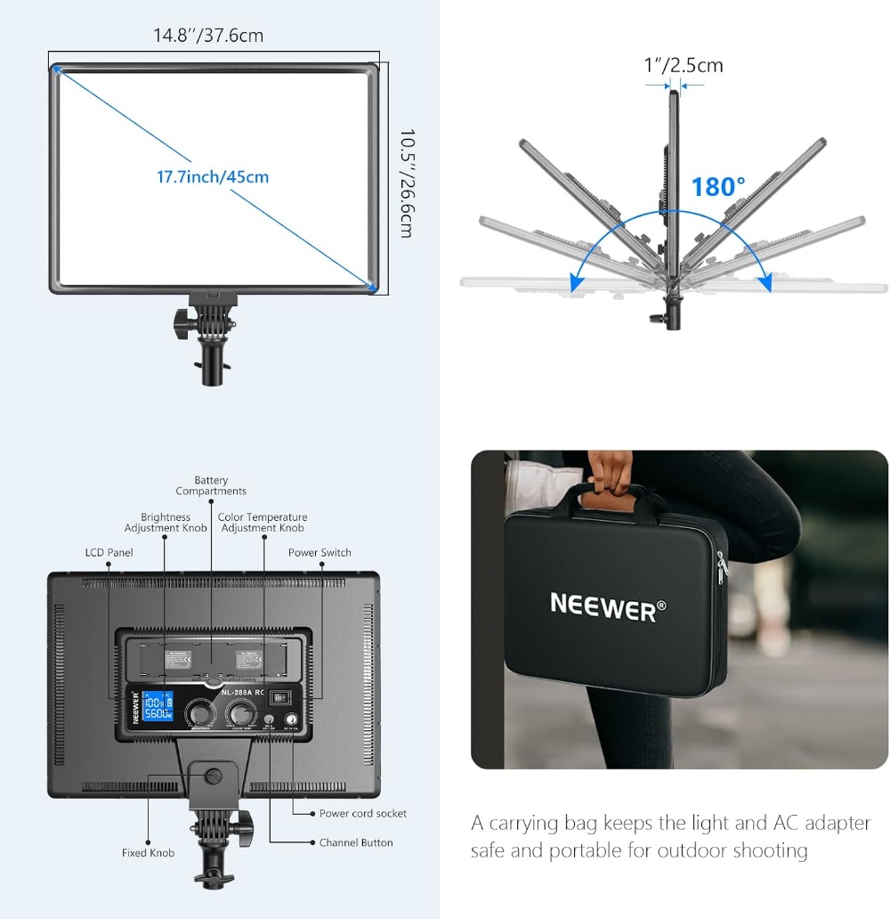 45W 4800Lux Dimmable Bi-Color  - Video Led Light Panel recensione e prezzo